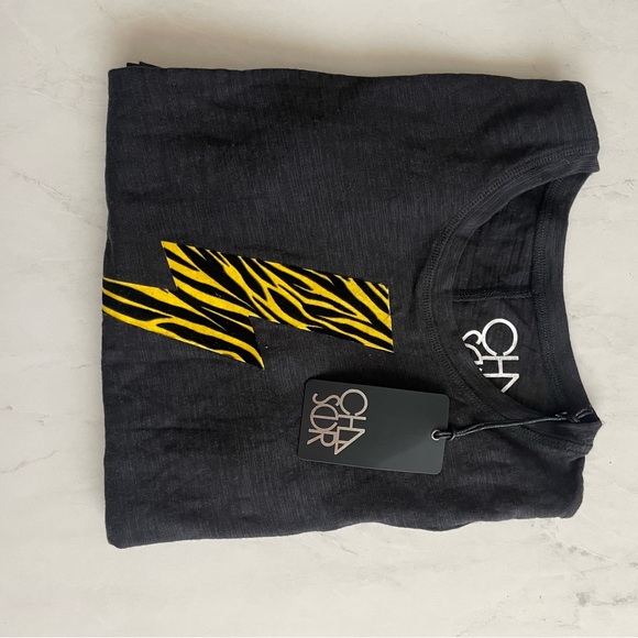 Chaser Black Graphic Tee with Zebra Lightning Bolt Size S - Picture 3 of 4